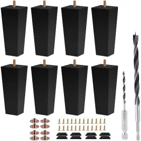 B0cpw5sl92 Txcucc 5 Inch Square Wood Furniture Legs Set Of 4 - Black Sofa Bed Replacement Feet