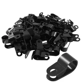Unlorspy20230607-008 Unlorspy 100 Pcs Black R-type Cable Clip 3/8 Inch Nylon Plastic R Type Wire Clamp For