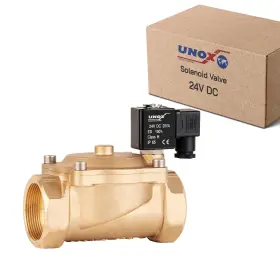 Gem111724 Unox 1 1/2 Inch Npt Solenoid Valve 24v Dc Brass Control Normally Closed -