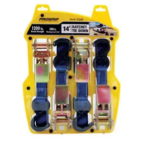 312640 Usa Products Group / Progrip 14ft X 1 Inch Ratchet Blue Webbing Zinc Handle Hooks Four Pack