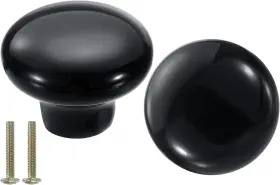 24081400 Uxcell 2 Packs Ceramic Drawer Knobs Round Dresser Pulls Decorative Black
