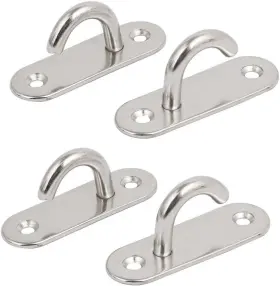Uxcell 605322787556 304 Stainless Steel 5mm Thick Open Ring Hook Sail Shade Pad Eye Plate 4 Pack