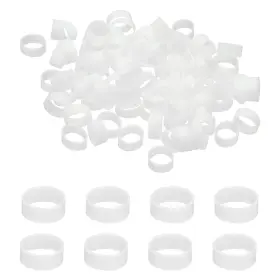 Uxcell 614462817696 250pcs Silicone Cable Ties 10mm Rubber Bands White 16x5x0.6mm