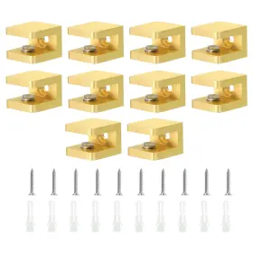 Uxcell 634149035144 10pcs Glass Shelf Clamp Clip Holder Support For 5-8 Mm Thick Gold
