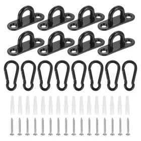 Uxcell 640283746044 8pcs Pad Eye Plate 1.8 Inch Stainless Steel Ceiling U Hooks With Screw Black