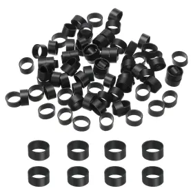 Uxcell 678202128695 80pcs Silicone Rubber Bands Cable Ties 0.5 Inch Flat Elastic Band Black