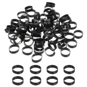Uxcell 678202128749 80pcs Silicone Rubber Bands Cable Ties 0.9 Inch Flat Elastic Band Black