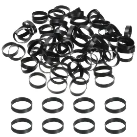 Uxcell 678202128862 80pcs Silicone Rubber Bands Cable Ties 1.4 Inch Flat Elastic Band Black