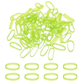 Uxcell 678202128909 80pcs Silicone Rubber Bands Cable Ties 1.4 Inch Flat Elastic Band Green