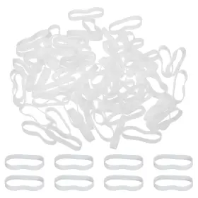 Uxcell 678202128930 80pcs Silicone Rubber Bands Cable Ties 1.5 Inch Flat Elastic Band White