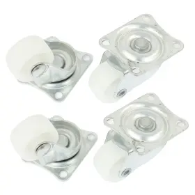 Uxcell 702105785768 4pcs 1 Inch Round Rotary Wheel Caster Silver Tone White For Luggage Case