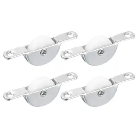 Uxcell 723115910506 4pcs 25mm Sliding Door Nylon Pulley Furniture Roller Wheels White Silver
