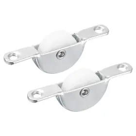Uxcell 723115910513 2pcs 25mm Sliding Door Nylon Pulley Furniture Roller Wheels White Silver