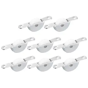 Uxcell 723115910520 8pcs 25mm Sliding Door Nylon Pulley Furniture Roller Wheels White Silver