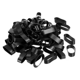 Uxcell 734301652926 50pcs Silicone Rubber Bands Rings 0.9 Inch Non-slip Flat Black For Books Art