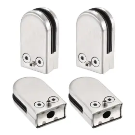 Uxcell 743151627602 4pcs Stainless Steel Glass Clamp Curved Back Round Bracket For 6-8mm