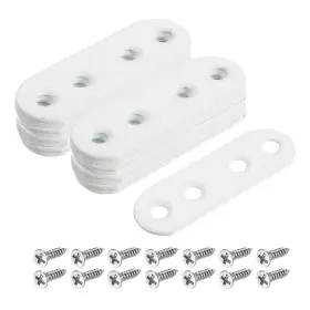 Uxcell 745060435323 20pcs 55x5mm Flat Straight Brackets Iron Brace Plate With Screws White