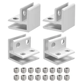 Uxcell 745060491343 4pcs 90 Degree Glass Clamp For 4-8mm Aluminum Alloy Double Side Holder