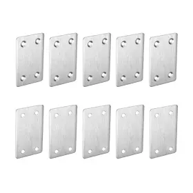 Uxcell 746453181711 20pack 60x38mm Flat Straight Brace Plate Stainless Steel Silver