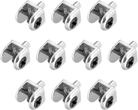 A18092600ux0288  Uxcell Glass Shelf Brackets 10pcs Zinc Alloy Clamp Pegs Support Clip Shaft Mount 5-8mm