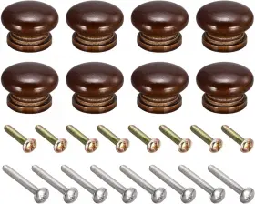 A22030200ux0127 Uxcell Round Wood Knobs 8pcs 33x23mm Pull Handles For Dark Brown