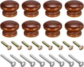 A22030200ux0129 Uxcell Round Wood Knobs 33x23mm Pull Handle For Drawer Red Brown