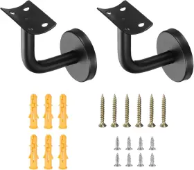 A24061700ux1005 Uxcell 2pcs Stainless Steel Hand Rail Brackets 2.4 Inch Curved Black
