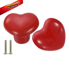 A24081400ux0695 Uxcell 2 Packs Ceramic Drawer Knobs Heart-shaped Dresser Pulls Red