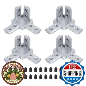 B0cpjgfmyy Uxcell 3-way End Corner Brackets 4 Pack L-shaped Interior Joint Connectors Alumi