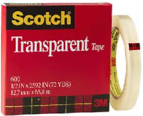 D400x600 Value Scotch Transparent Tape .5- Inch X 72-yds. 600