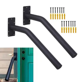 Yy-jietifs-2 Vanroug 2pcs Wall Mount Hand Railing For 1-2 Step Stairs Handrail 15.3inch Black