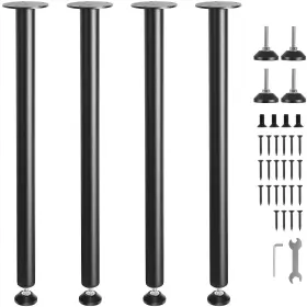Vevor 840349983400 30 Inch Solid Steel Adjustable Desk Legs Office Table Furniture Set Of 4 Black