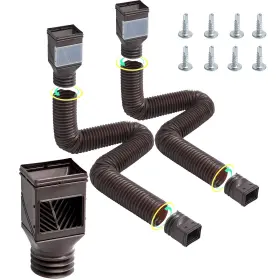 Hc3003g2 Vevor Rain Gutter Downspout Extensions 2-pack Flexible Extender Brown