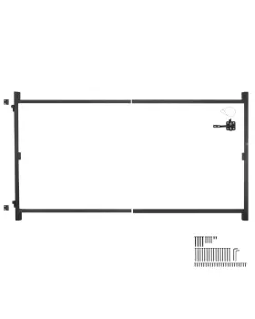 Mkzj6096w47h4pnn5 Vevor Vevo Rgate Building Kit Fits 60 To 96 In Wide Openings 4 5ft High Fence Black