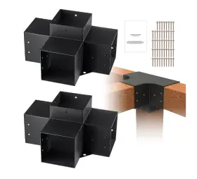 Sclpjjst2pcs04729v0 Vevor Pergola Bracket Kit 6inx6in Inner Size 5.6x5.6 2pcs 4-way Wh-1