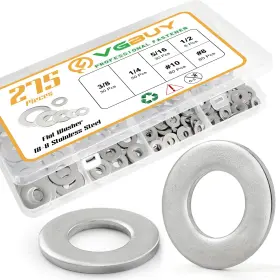 Vg40407-278 Vgbuy 275pcs Washers Assortment Kit Sae Flat Silver