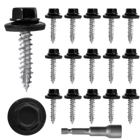 Gaoj241210-33 Vibedor 60 Pcs #10 1 Inch Metal Roofing Screws 3/16 X 0.1875 Black
