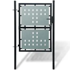 141686 Vidaxl Black Single Door Fence Gate 39.4 Inch X68.9