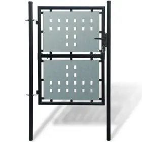 141687 Vidaxl Black Single Door Fence Gate 39.4x59.1 Inch
