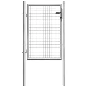 144756 Vidaxl Garden Gate Galvanized Steel 41.3 Inch X59.1 Silver