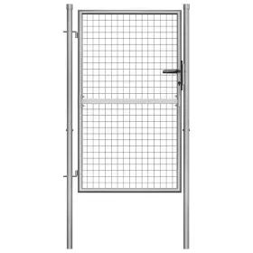 144757 Vidaxl Garden Gate Galvanized Steel 41.3 Inch X68.9 Silver