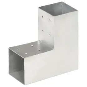 145462 Vidaxl Post Connectors 4 Pcs L Shape Galvanised Metal 3.19x3.19 Inch