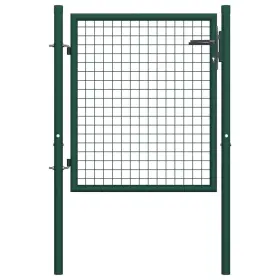 145732 Vidaxl Fence Gate Steel 39.4 Inch X29.5 Green