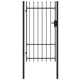 145745 Vidaxl Fence Gate Single Door With Spike Top Steel 3.3ftx5.7ft Black