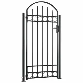 145751 Vidaxl Fence Gate With Arched Top And 2 Posts 41.3 Inch X80.3 Black Garden Barrier