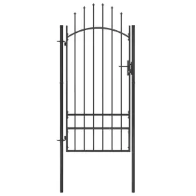 146321 Vidaxl Garden Gate Steel 39.4 Inch X98.4 Black