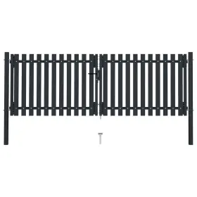 146351 Vidaxl Double Door Fence Gate Steel 120.5 Inch X59.1 Anthracite