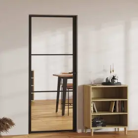 151199 Vidaxl Interior Door Esg Glass And Aluminum 32.7 Inch X79.3 Black