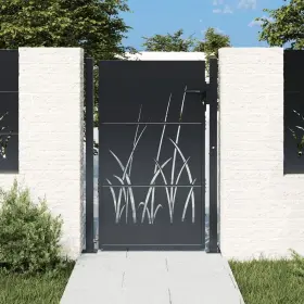 153169 Vidaxl Garden Gate Anthracite 41.3 Inch X61 Steel Grass Design