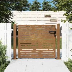 153251 Vidaxl Garden Gate 39.4x39.4 Inch Corten Steel Square Design - 43.3 X 41.3